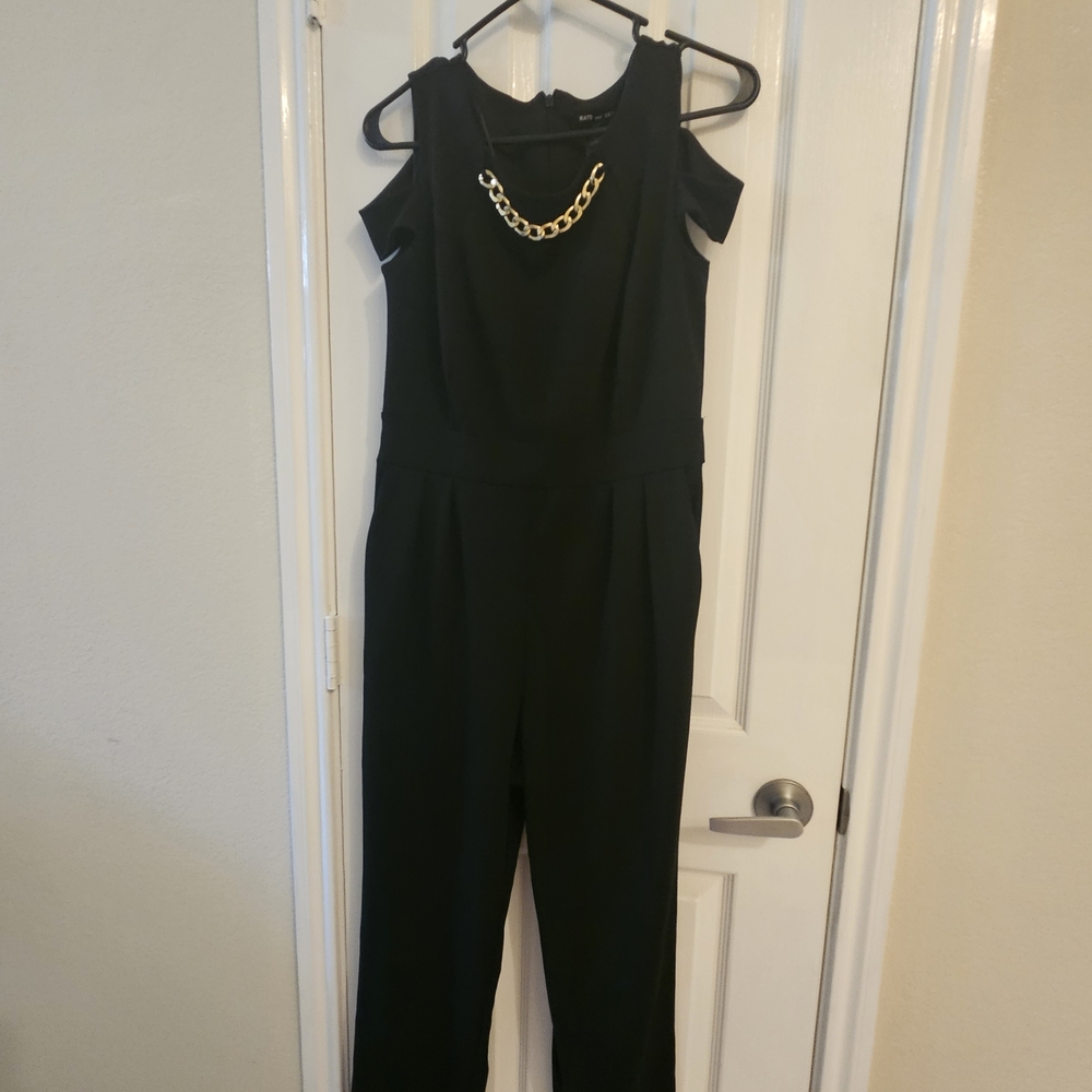 Elegant Black Jumpsuit with Gold Chain Detail